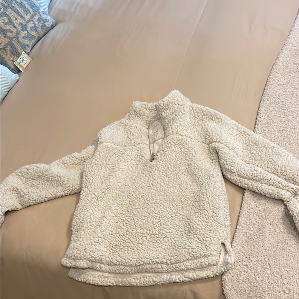 Women's Elodie Cream Sherpa Pullover Jacket - Picture 2 of 6